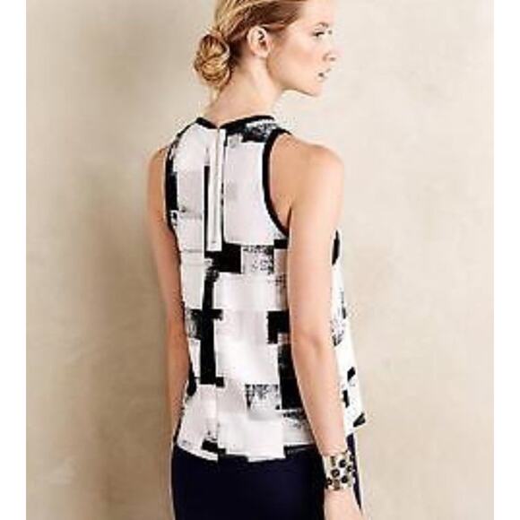 NEW Anthropologie Anzere Print Tank by 9-H15 Size Small B&W Abstract - Picture 2 of 3